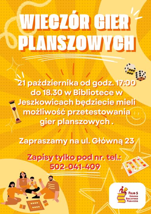 Wieczór gier planszowych w Bibliotece w Jeszkowicach