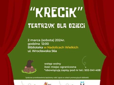 Zapraszamy na spotkanie z Panią Teatrzyk do Biblioteki w Nadolicach