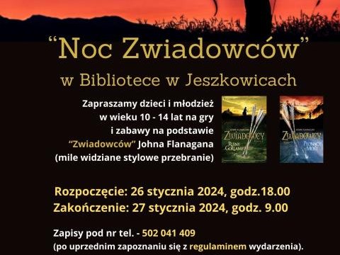 Zapraszamy na "Noc Zwiadowców" do Biblioteki w Jeszkowicach!