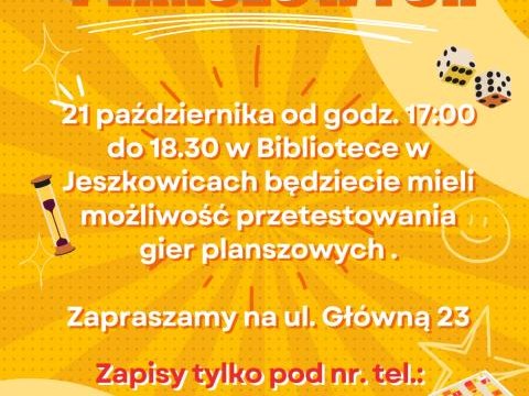 Wieczór gier planszowych w Bibliotece w Jeszkowicach