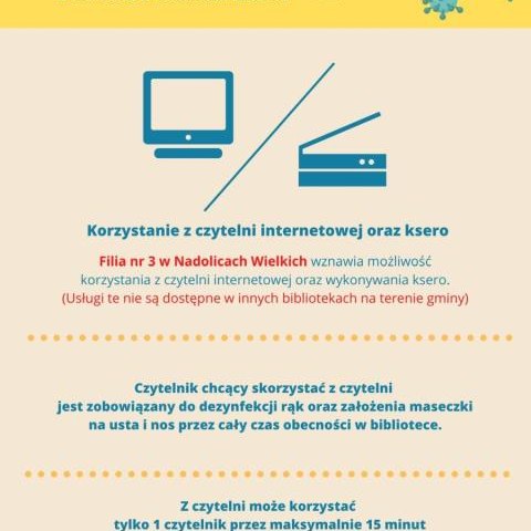 Internet i ksero dla czytelników w bibliotece w Nadolicach Wielkich